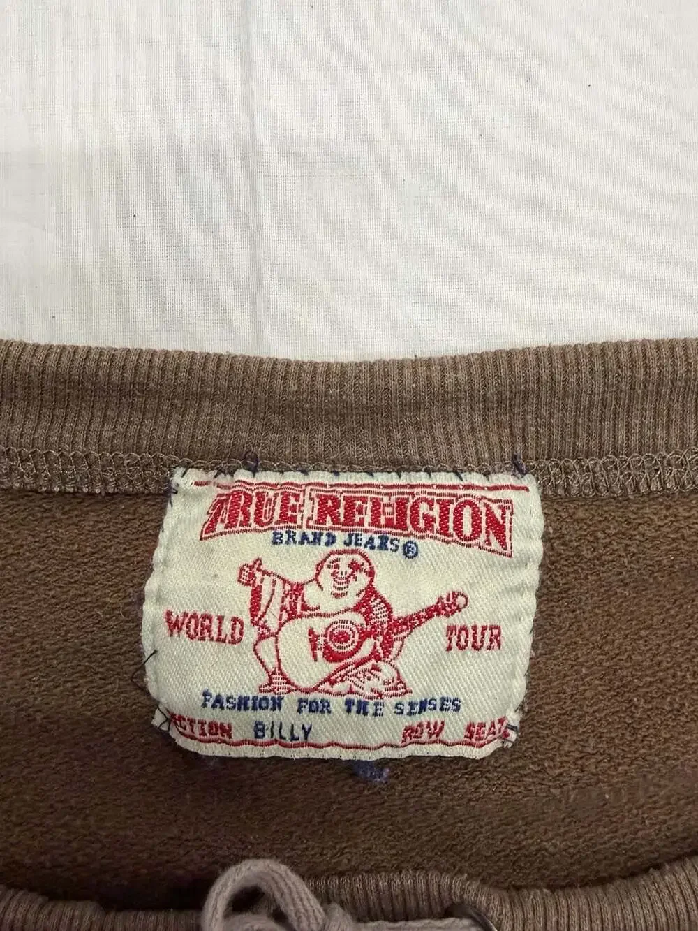 True Religion Billy Collection Brown Sweatshirt with Denim Pockets